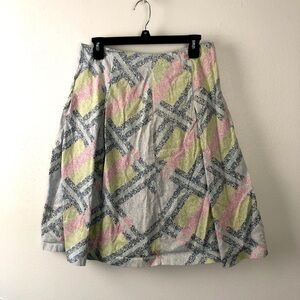 Talbots lined multicolored floral pleated a-line skirt sz 8